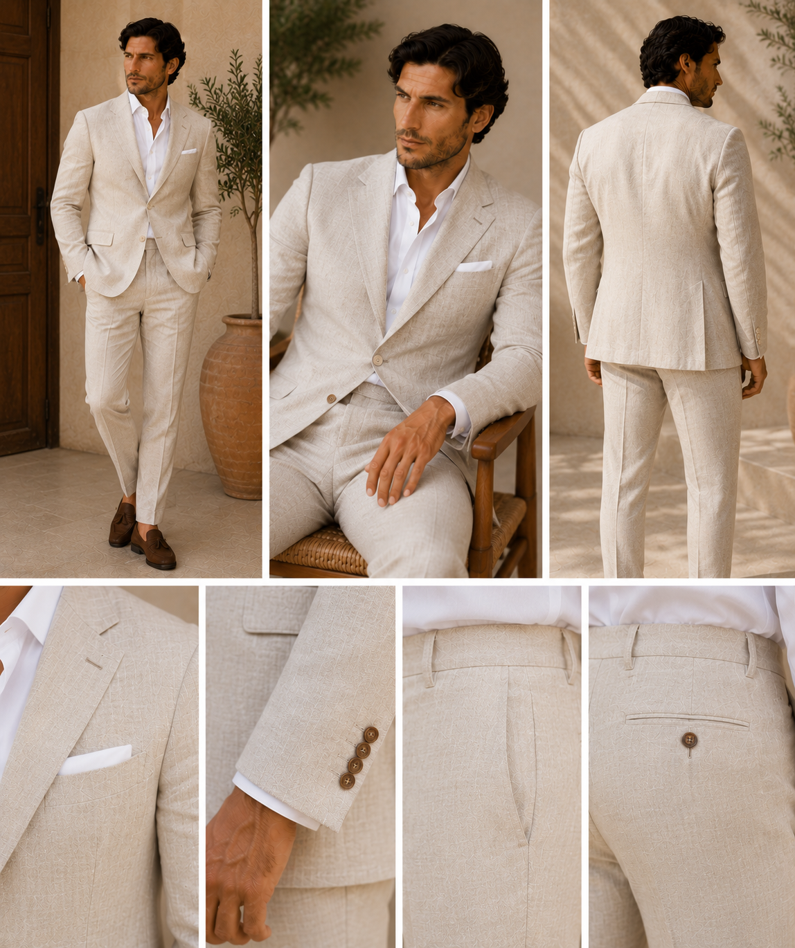 Men's Classic Three-Piece Linen Blend Suit 5